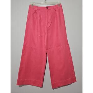 Reformation Linen Wide Leg Pants Trousers Pleated High Rise Womens Pink